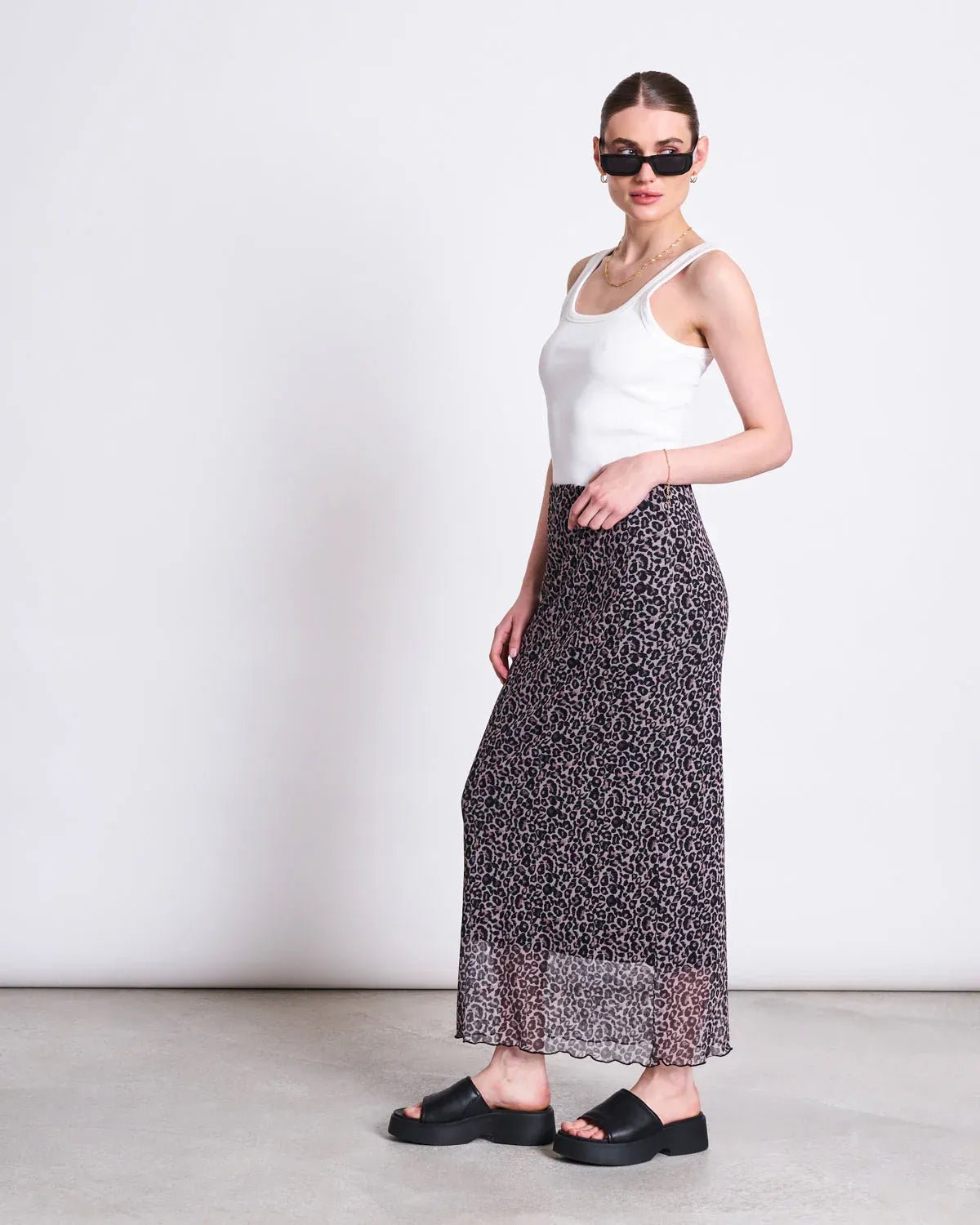 JAN ‘N JUNE - MESH MAXI SKIRT SMUK LEO PRINT - Rock - ROSA ECK