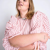 JAN 'N JUNE - NIBS Puffärmel-Bluse • Pale Pink Striped - ROSA ECK