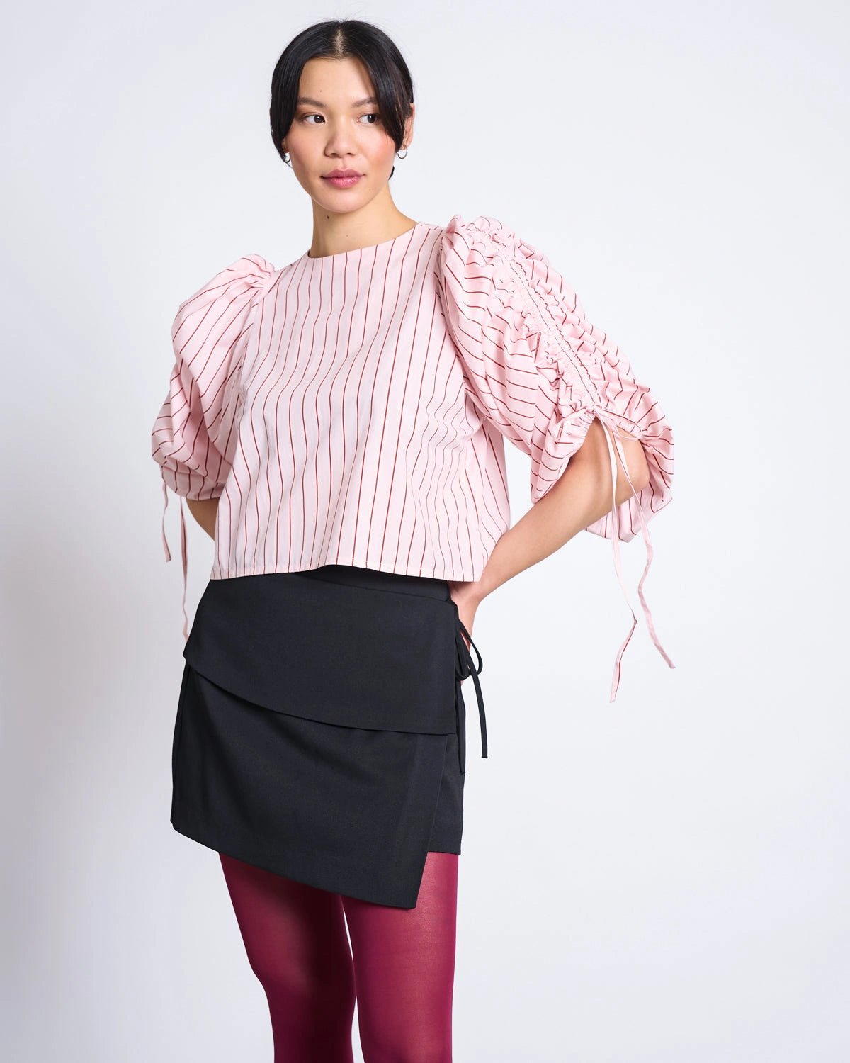 JAN 'N JUNE - NIBS Puffärmel-Bluse • Pale Pink Striped - ROSA ECK