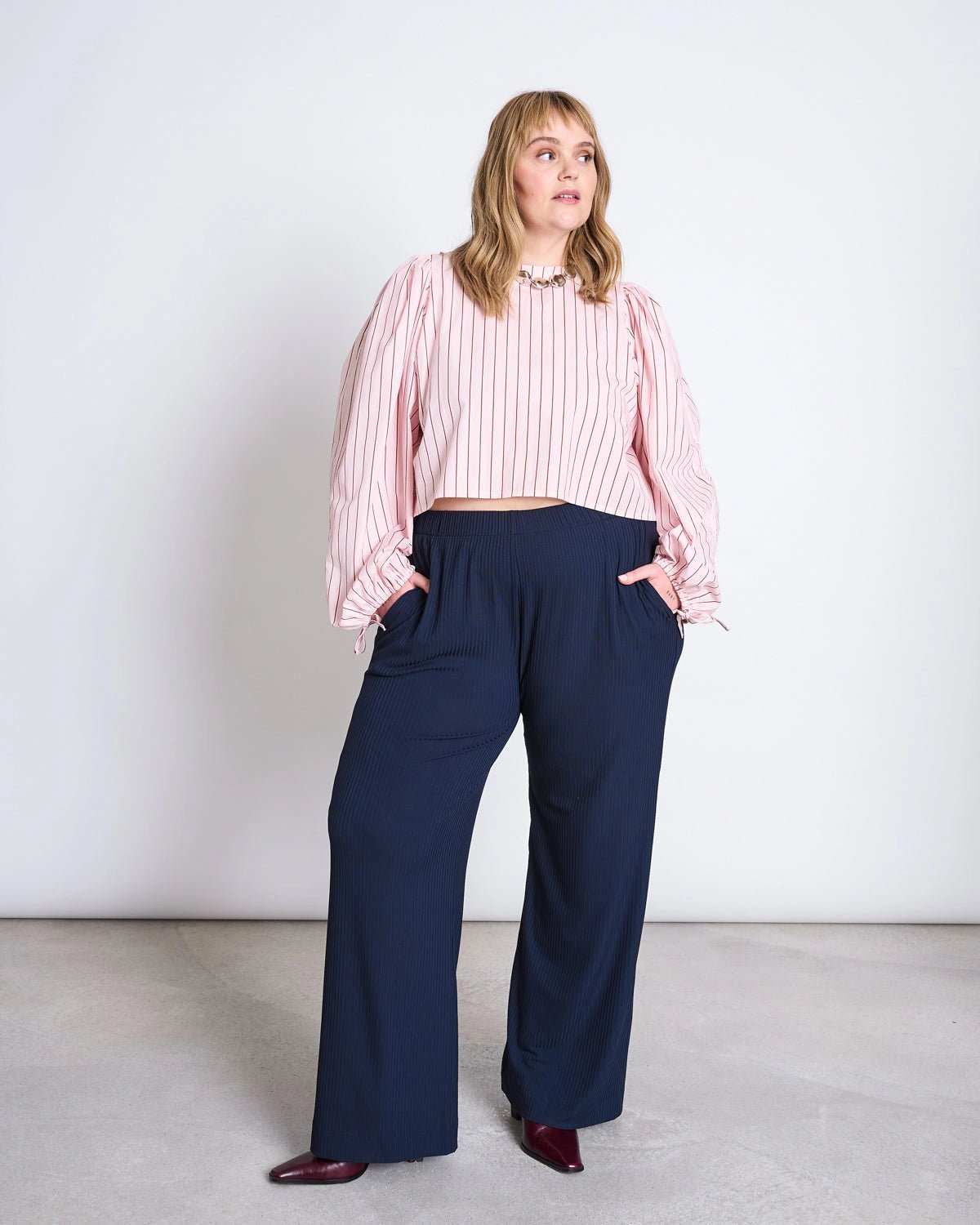 JAN 'N JUNE - NIBS Puffärmel-Bluse • Pale Pink Striped - ROSA ECK