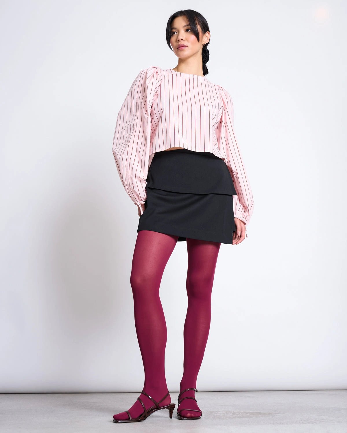 JAN 'N JUNE - NIBS Puffärmel-Bluse • Pale Pink Striped - ROSA ECK
