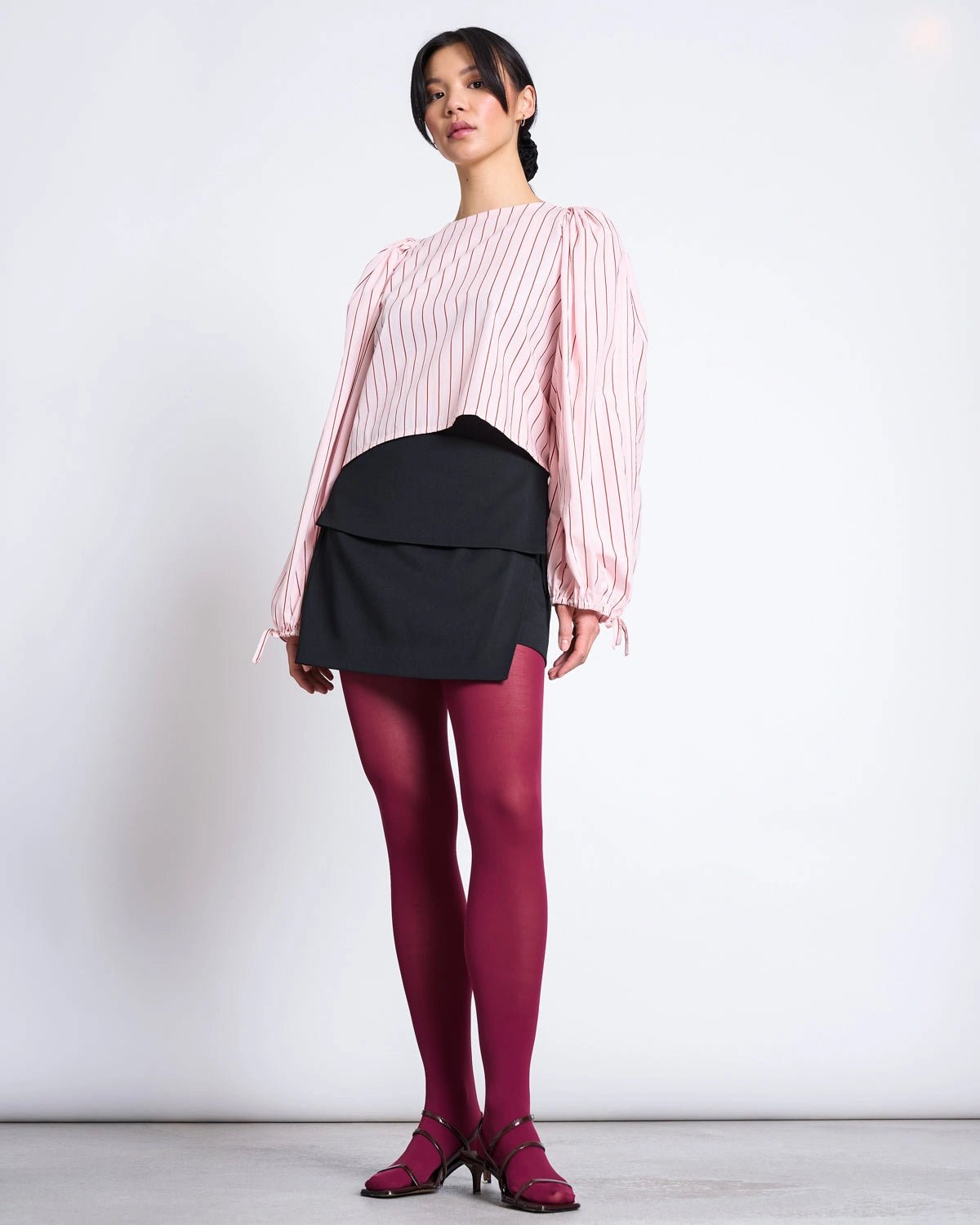 JAN 'N JUNE - NIBS Puffärmel-Bluse • Pale Pink Striped - ROSA ECK