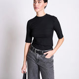 JAN 'N JUNE - NINA Ripp-T-Shirt aus Lyocell • Black - ROSA ECK