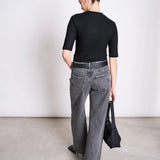 JAN 'N JUNE - NINA Ripp-T-Shirt aus Lyocell • Black - ROSA ECK