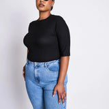 JAN 'N JUNE - NINA Ripp-T-Shirt aus Lyocell • Black - ROSA ECK