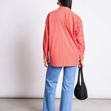 JAN ‘N JUNE - OVERSIZED SHIRT MAMRO CHERRY RED WHITE STRIPED - Hemd - ROSA ECK