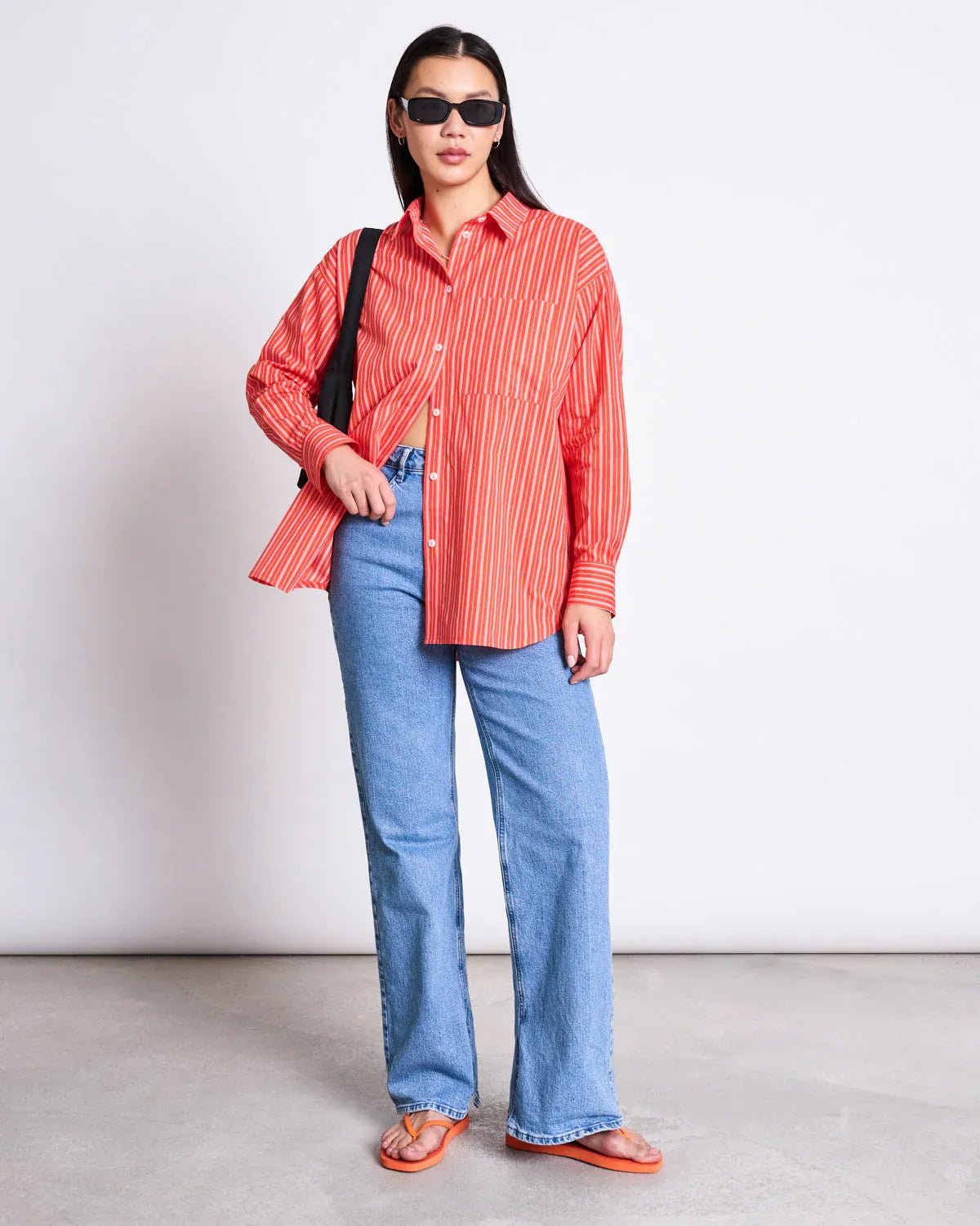 JAN ‘N JUNE - OVERSIZED SHIRT MAMRO CHERRY RED WHITE STRIPED - Hemd - ROSA ECK