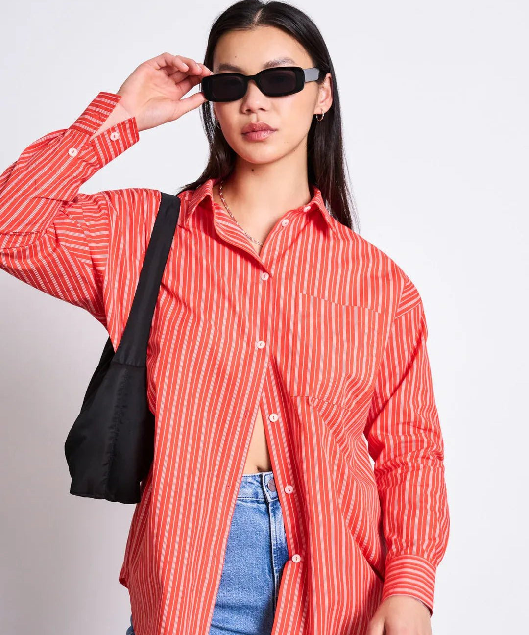 JAN ‘N JUNE - OVERSIZED SHIRT MAMRO CHERRY RED WHITE STRIPED - Hemd - ROSA ECK