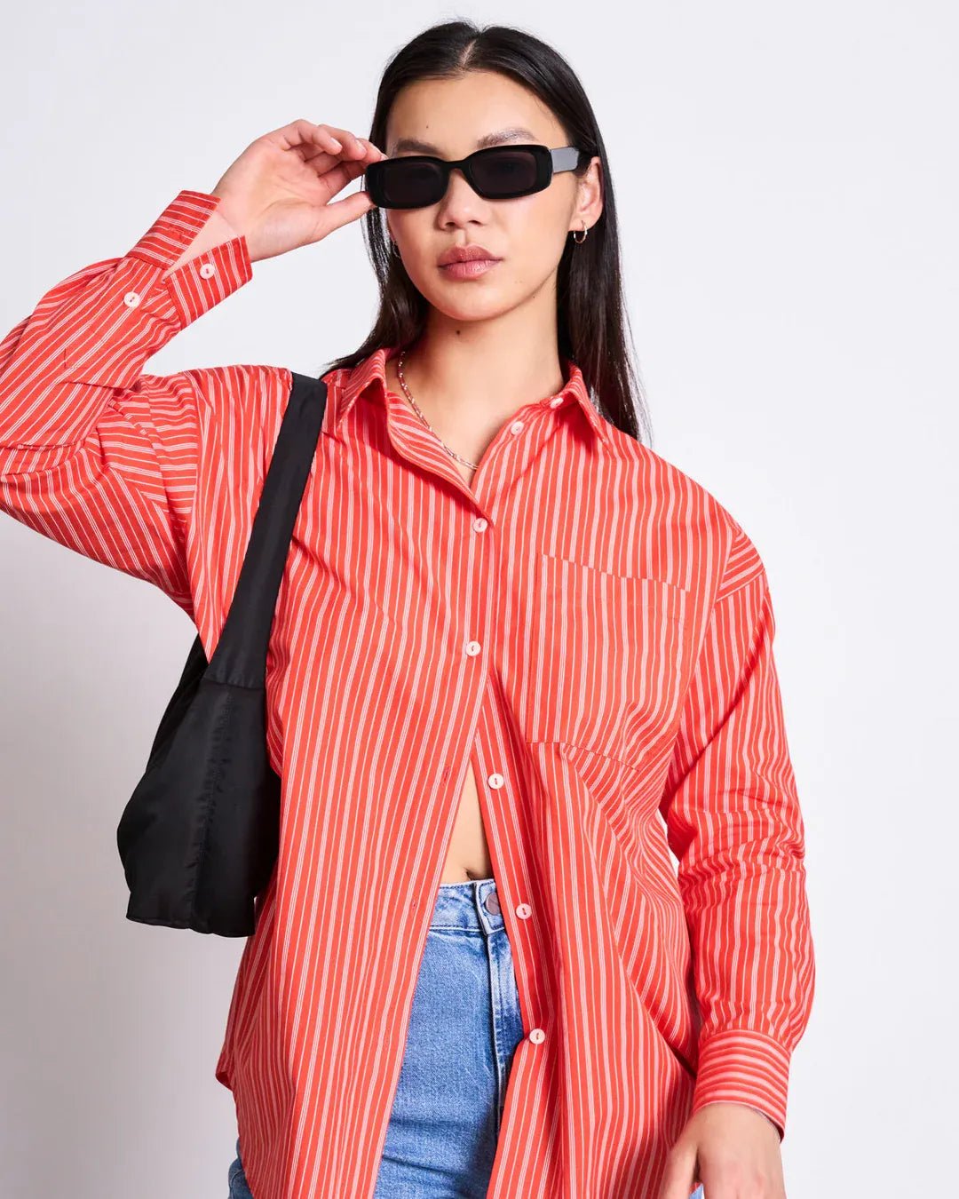 JAN ‘N JUNE - OVERSIZED SHIRT MAMRO CHERRY RED WHITE STRIPED - Hemd - ROSA ECK