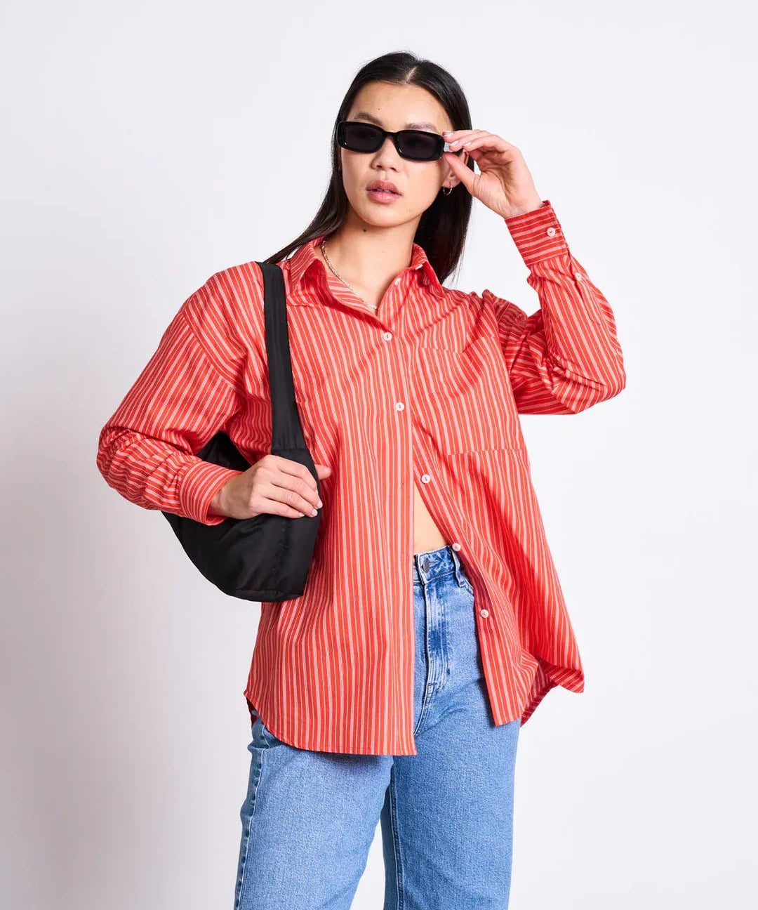 JAN ‘N JUNE - OVERSIZED SHIRT MAMRO CHERRY RED WHITE STRIPED - Hemd - ROSA ECK