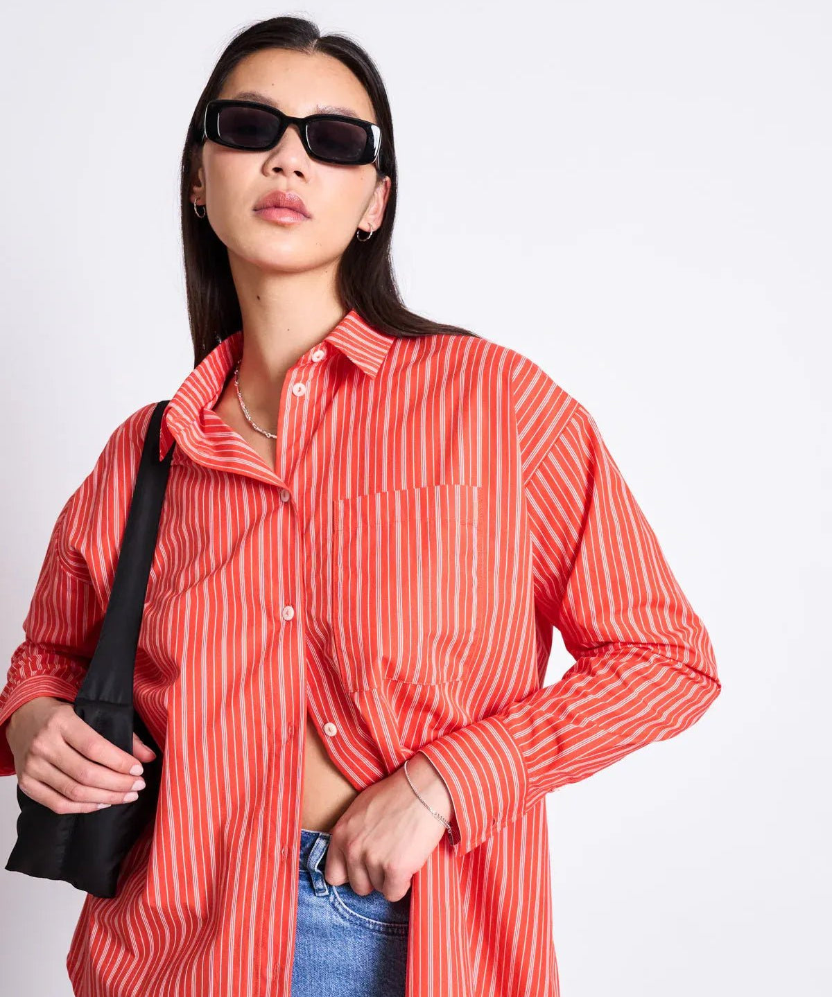 JAN ‘N JUNE - OVERSIZED SHIRT MAMRO CHERRY RED WHITE STRIPED - Hemd - ROSA ECK