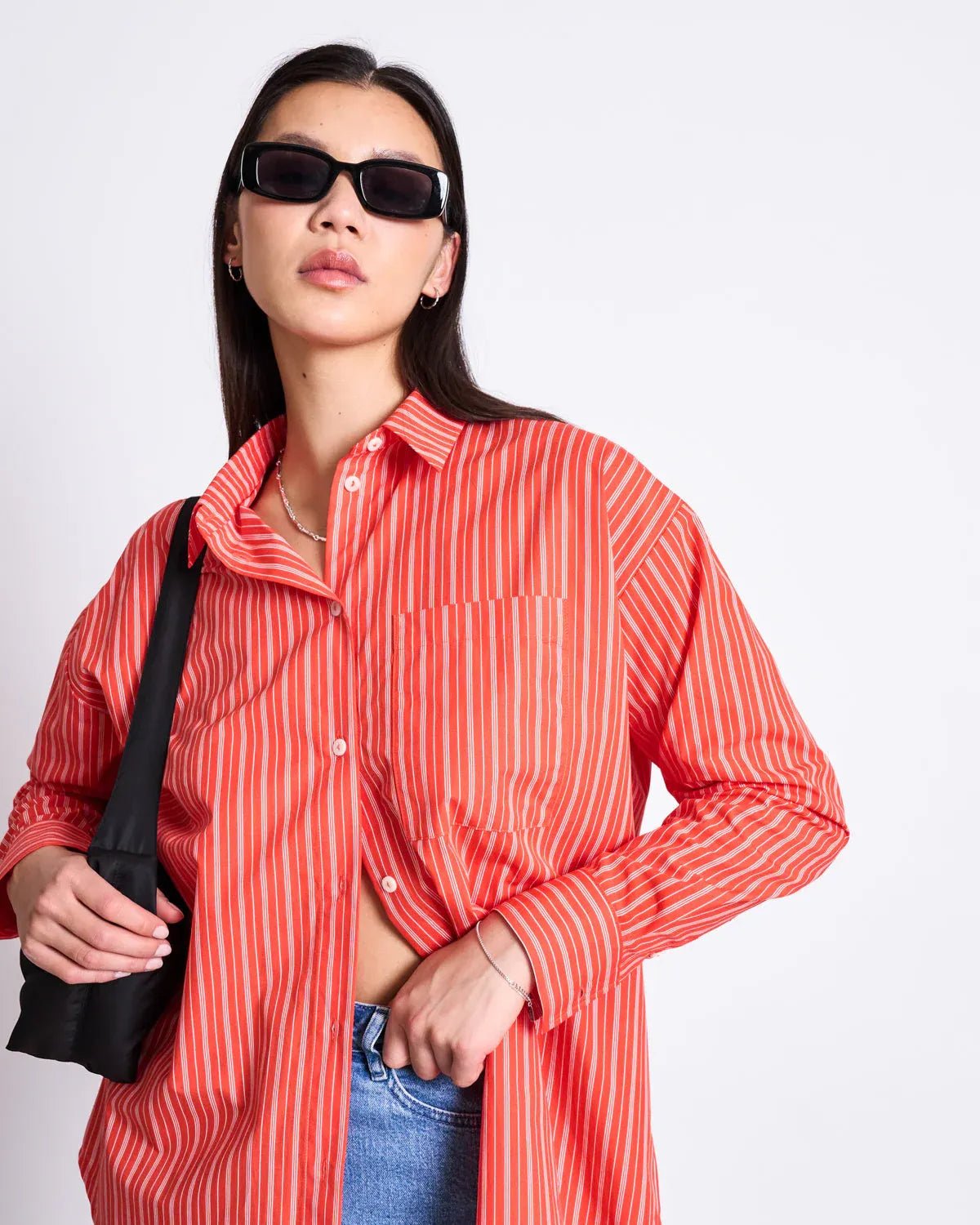 JAN ‘N JUNE - OVERSIZED SHIRT MAMRO CHERRY RED WHITE STRIPED - Hemd - ROSA ECK