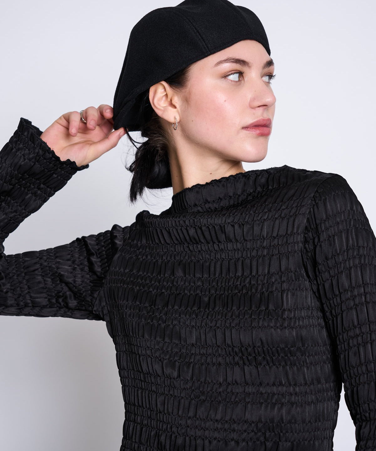 JAN 'N JUNE - SENNA Smock-Longsleeve • Black - ROSA ECK