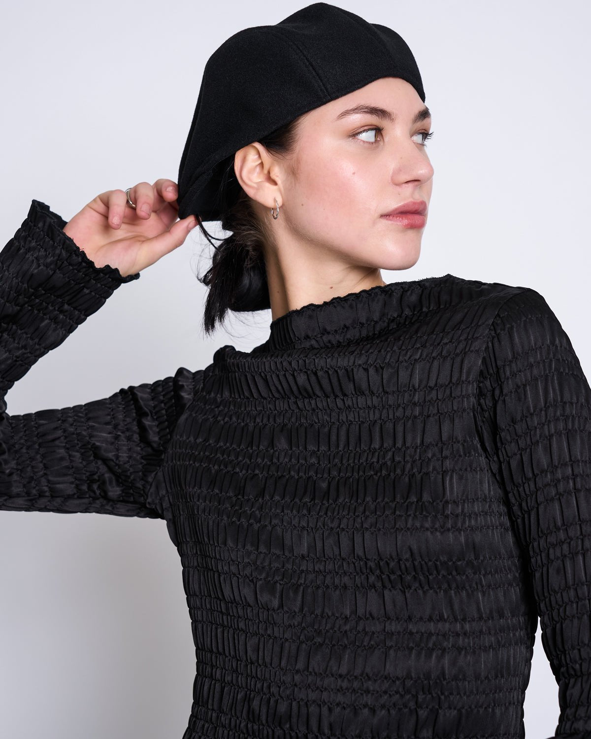 JAN 'N JUNE - SENNA Smock-Longsleeve • Black - ROSA ECK