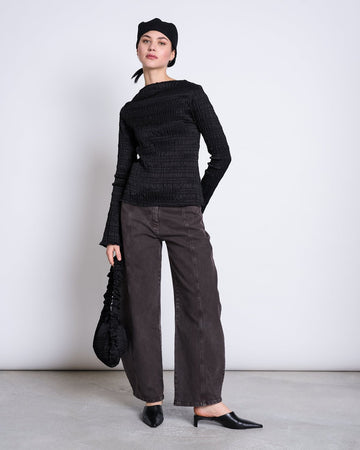 JAN 'N JUNE - SENNA Smock-Longsleeve • Black - ROSA ECK