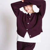 JAN ‘N JUNE - SIVIA Relaxed Crewneck Cardigan • Cherry Lacquer - ROSA ECK Concept Store