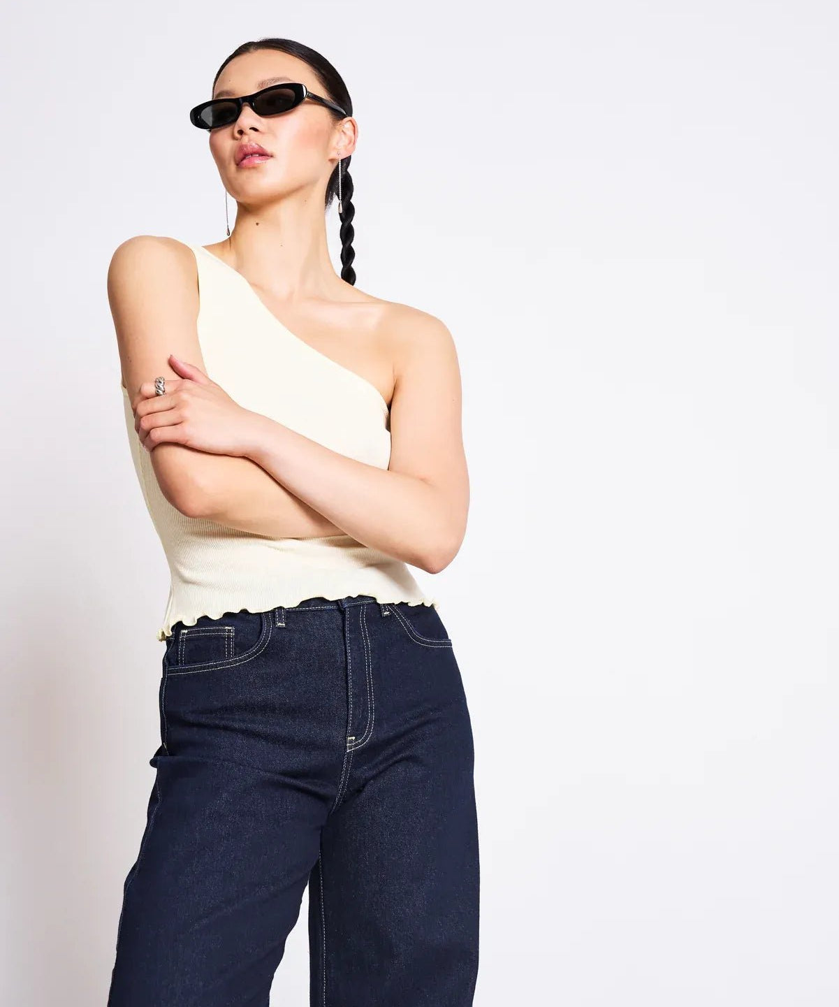 JAN 'N JUNE - TIGRIS One - Shoulder Top • Buttermilk - ROSA ECK