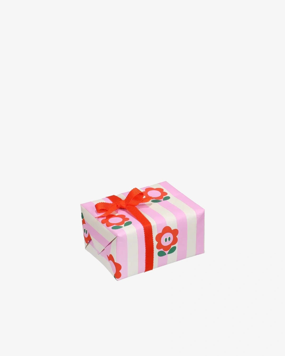 Kado Design - Geschenkpapier - Rolle • Anne Pascal Blumen Streifen Rosa - ROSA ECK