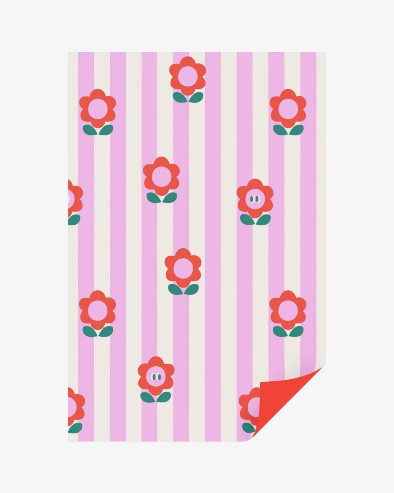 Kado Design - Geschenkpapier - Rolle • Anne Pascal Blumen Streifen Rosa - ROSA ECK