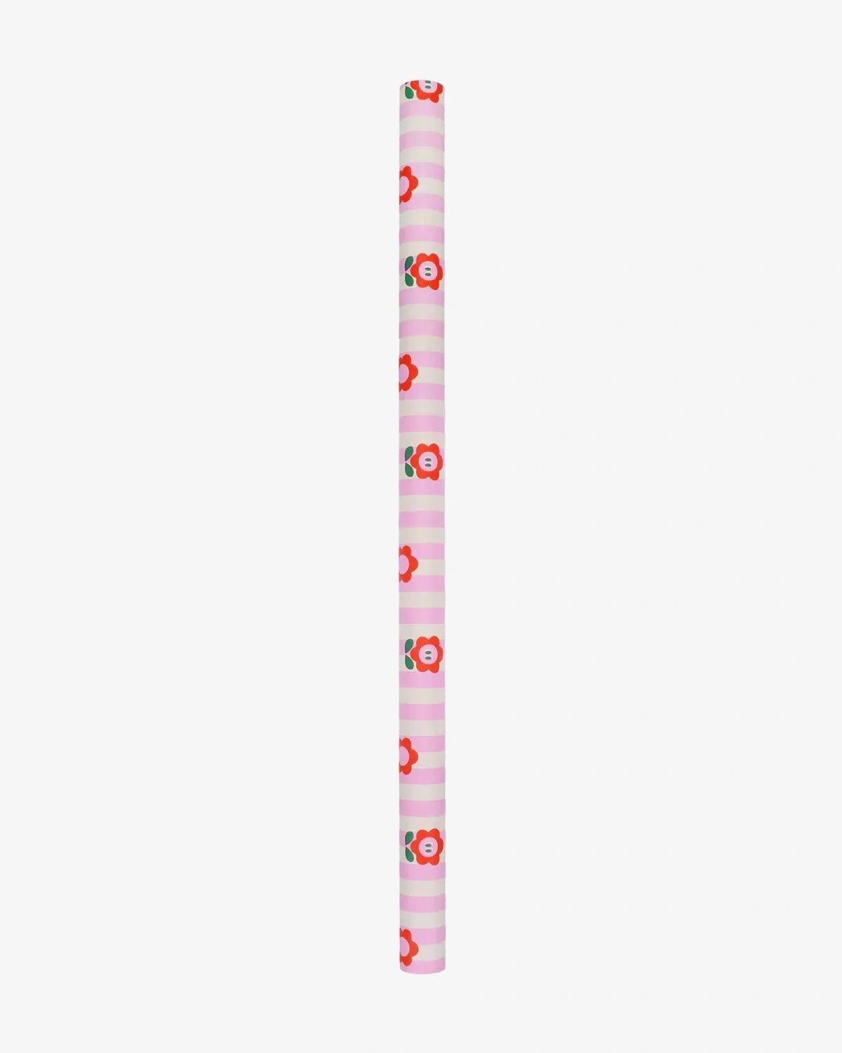 Kado Design - Geschenkpapier - Rolle • Anne Pascal Blumen Streifen Rosa - ROSA ECK