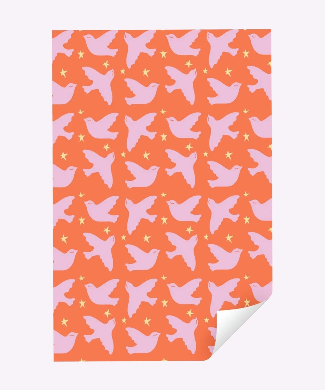 Kado Design - Geschenkpapier - Rolle • Birds Orange/Rosa/Gelb - Geschenkverpackung - ROSA ECK