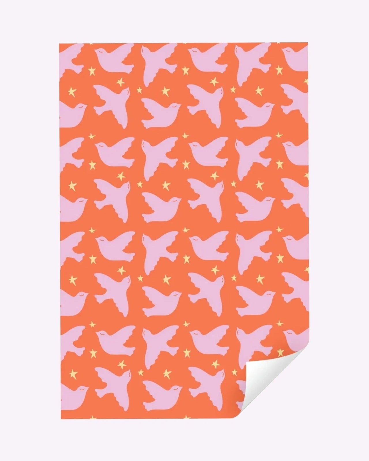 Kado Design - Geschenkpapier - Rolle • Birds Orange/Rosa/Gelb - Geschenkverpackung - ROSA ECK