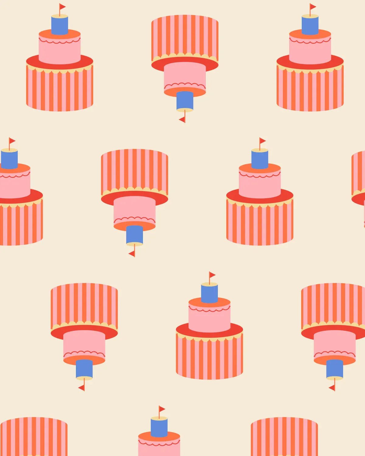 Kado Design - Geschenkpapier - Rolle • Geburtstagstorte - ROSA ECK