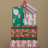 Kado Design - Geschenkpapier-Rolle • Grün Schleifen/Streifen - ROSA ECK