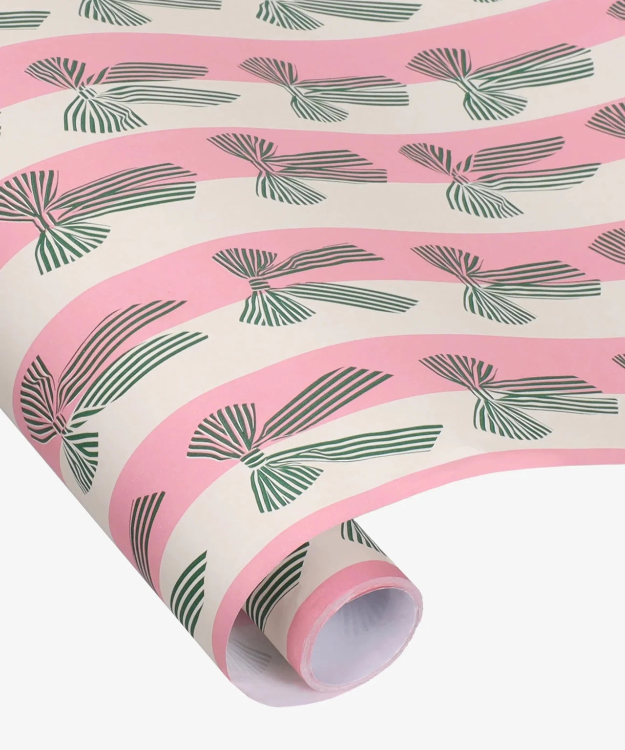 Kado Design - Geschenkpapier-Rolle • Grün Schleifen/Streifen - ROSA ECK
