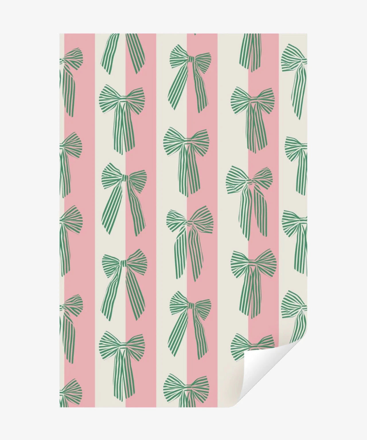 Kado Design - Geschenkpapier-Rolle • Grün Schleifen/Streifen - ROSA ECK