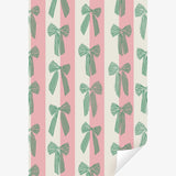 Kado Design - Geschenkpapier-Rolle • Grün Schleifen/Streifen - ROSA ECK