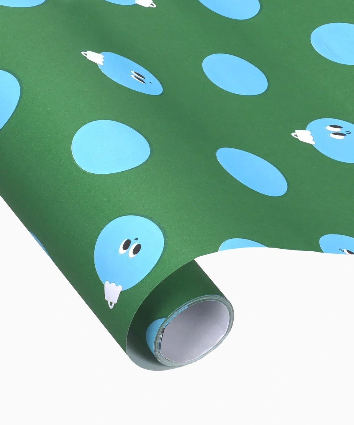 Kado Design - Geschenkpapier-Rolle • Grün/Hellblau Weihnachtskugeln - ROSA ECK