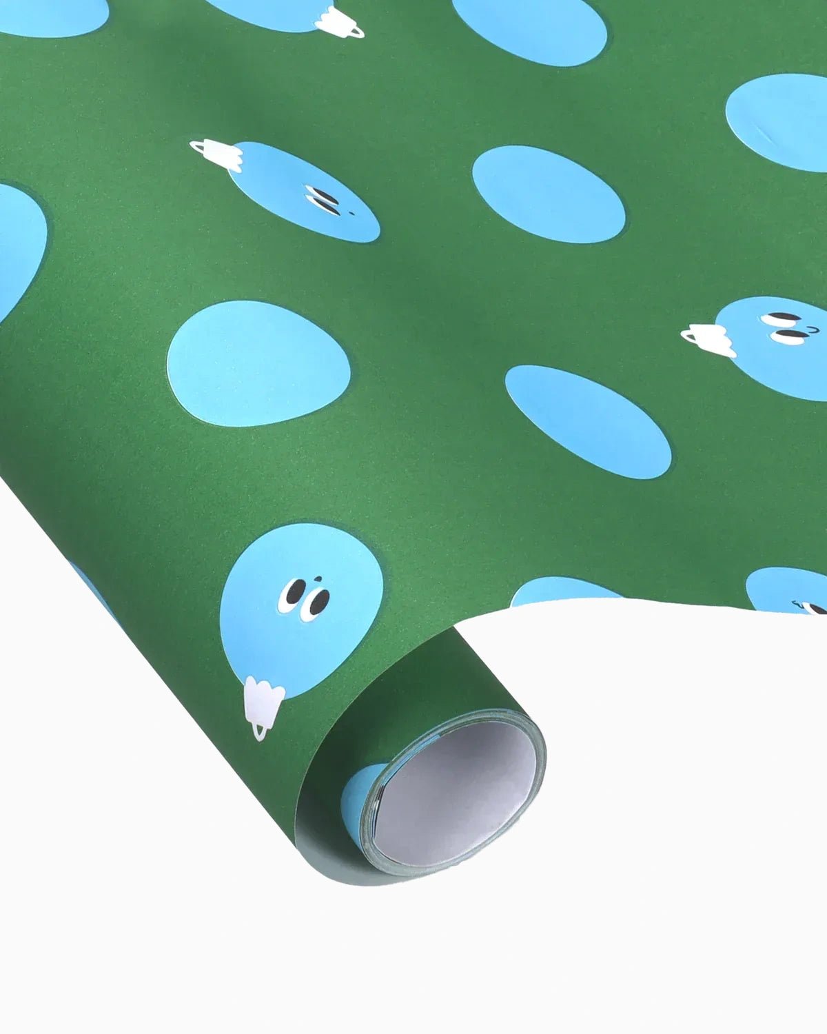 Kado Design - Geschenkpapier-Rolle • Grün/Hellblau Weihnachtskugeln - ROSA ECK