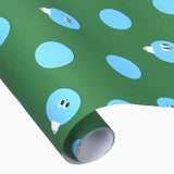 Kado Design - Geschenkpapier-Rolle • Grün/Hellblau Weihnachtskugeln - ROSA ECK