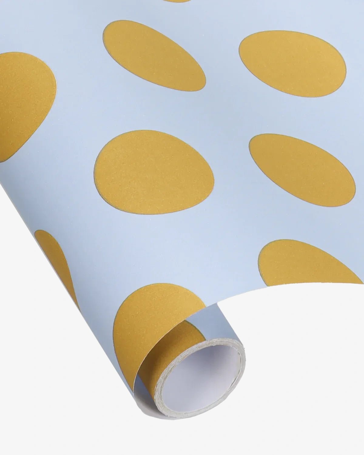 Kado Design - Geschenkpapier - Rolle • Hellblau/Curry gepunktet - ROSA ECK