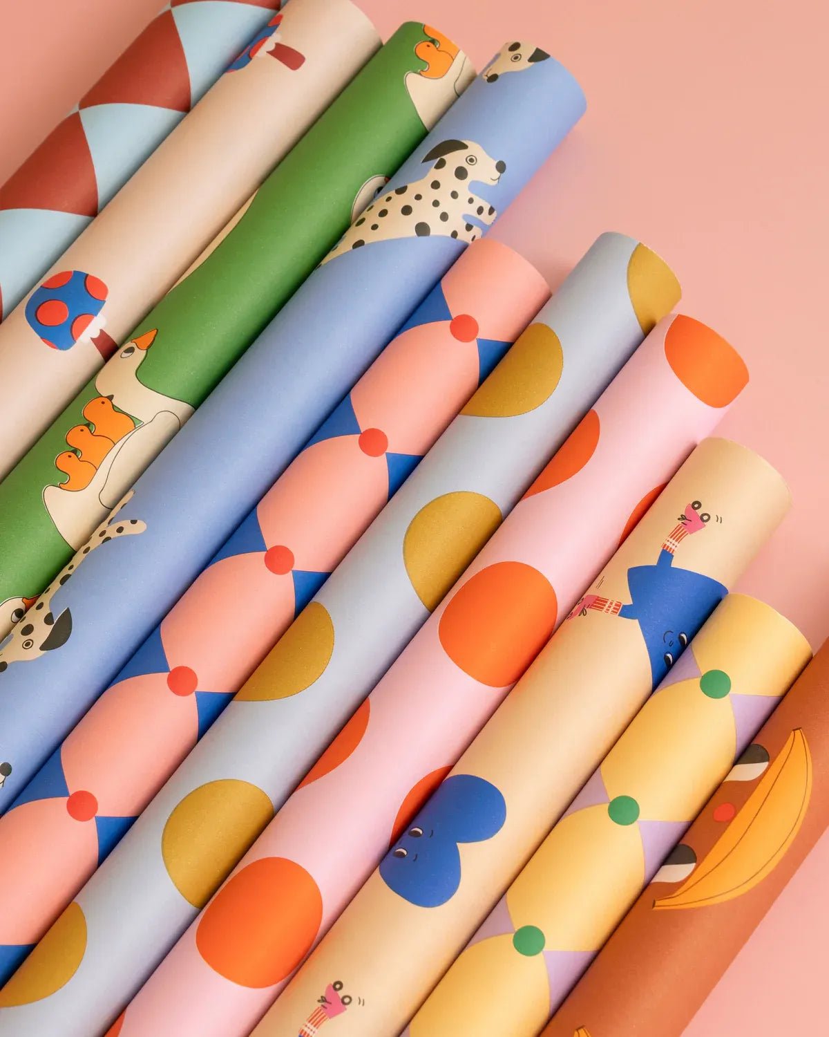 Kado Design - Geschenkpapier - Rolle • Hellblau/Curry gepunktet - ROSA ECK