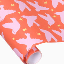 Kado Design - Geschenkpapier-Rolle • Orange/Rosa/Gelb Vögel - ROSA ECK
