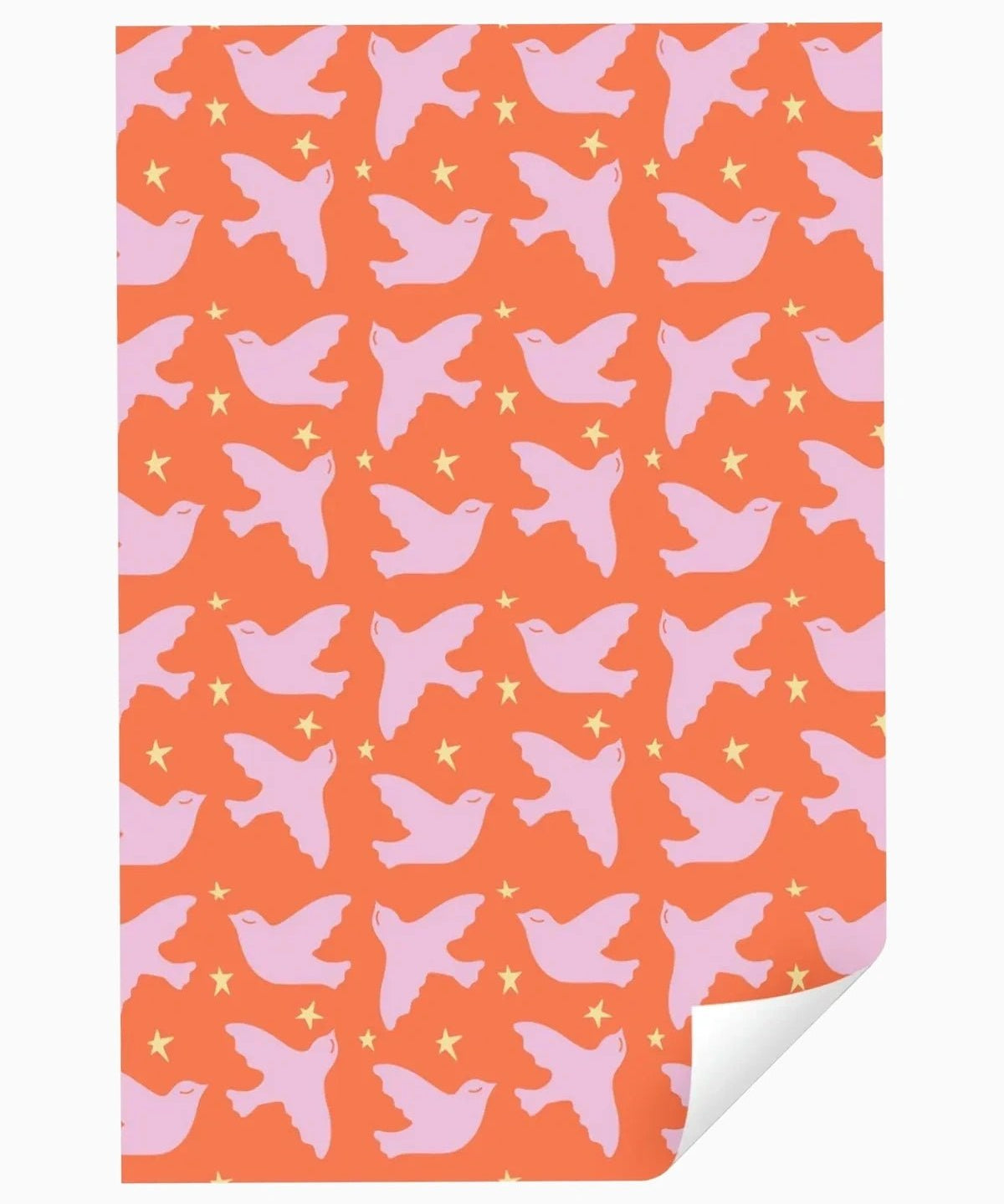 Kado Design - Geschenkpapier-Rolle • Orange/Rosa/Gelb Vögel - ROSA ECK
