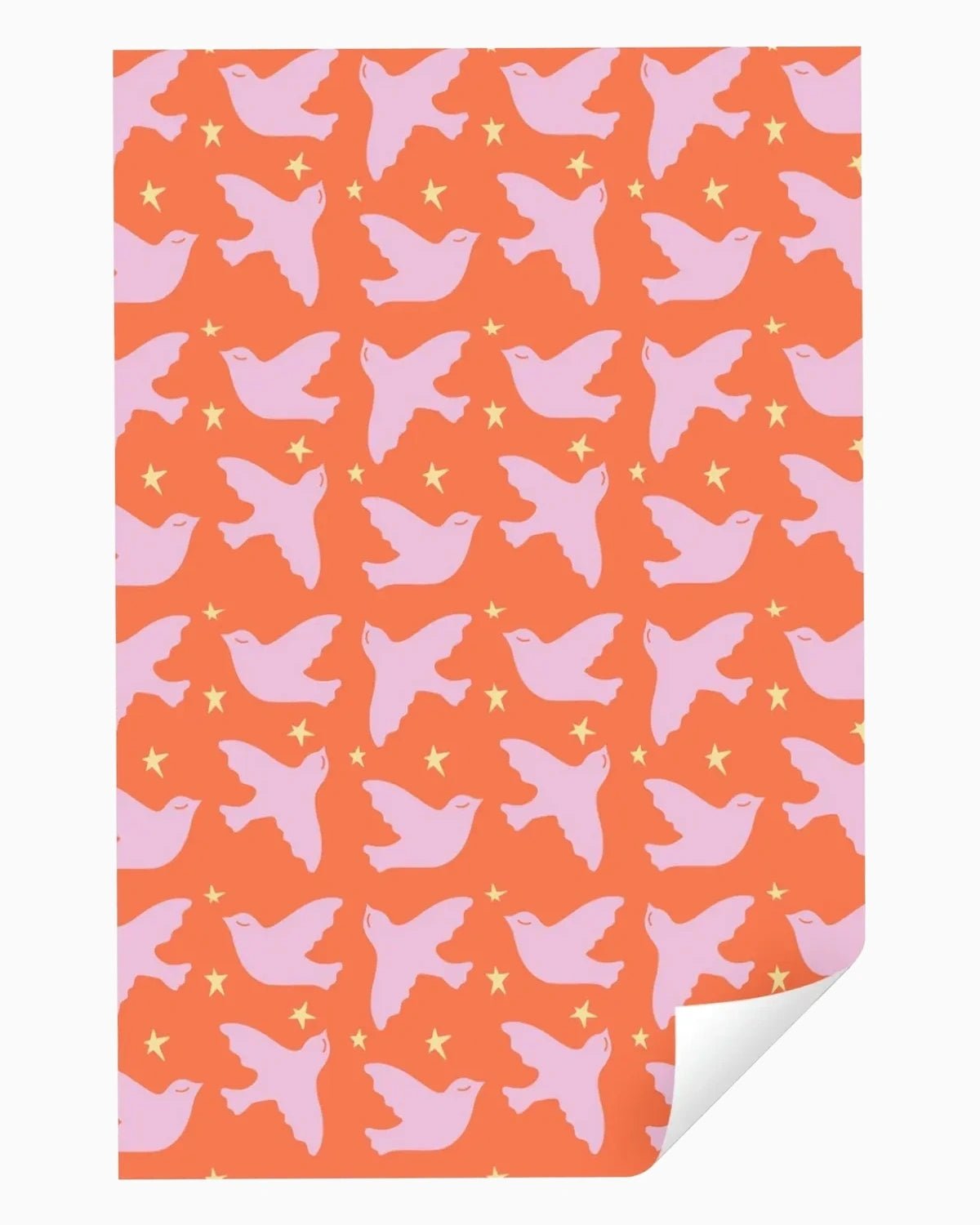 Kado Design - Geschenkpapier-Rolle • Orange/Rosa/Gelb Vögel - ROSA ECK