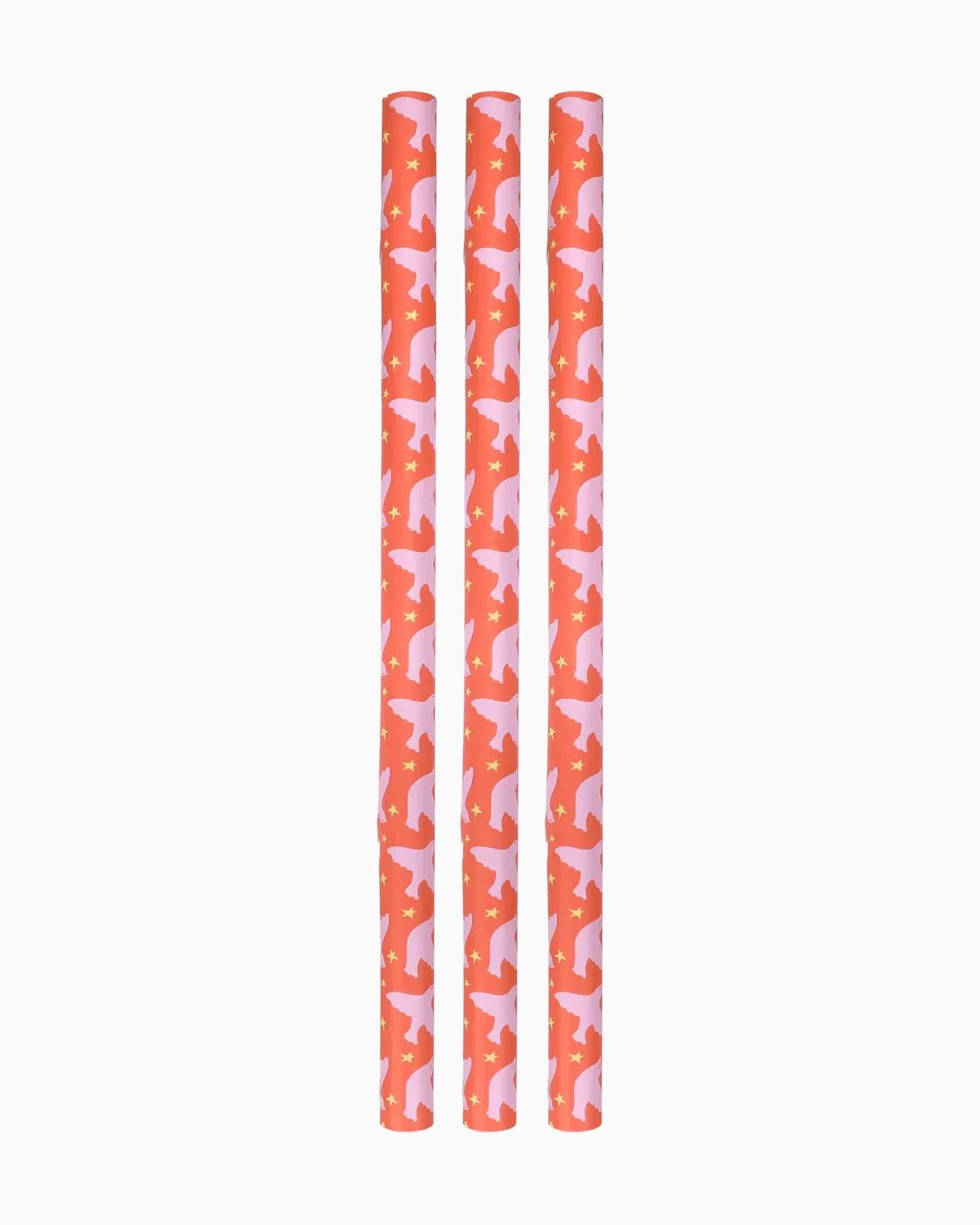 Kado Design - Geschenkpapier-Rolle • Orange/Rosa/Gelb Vögel - ROSA ECK