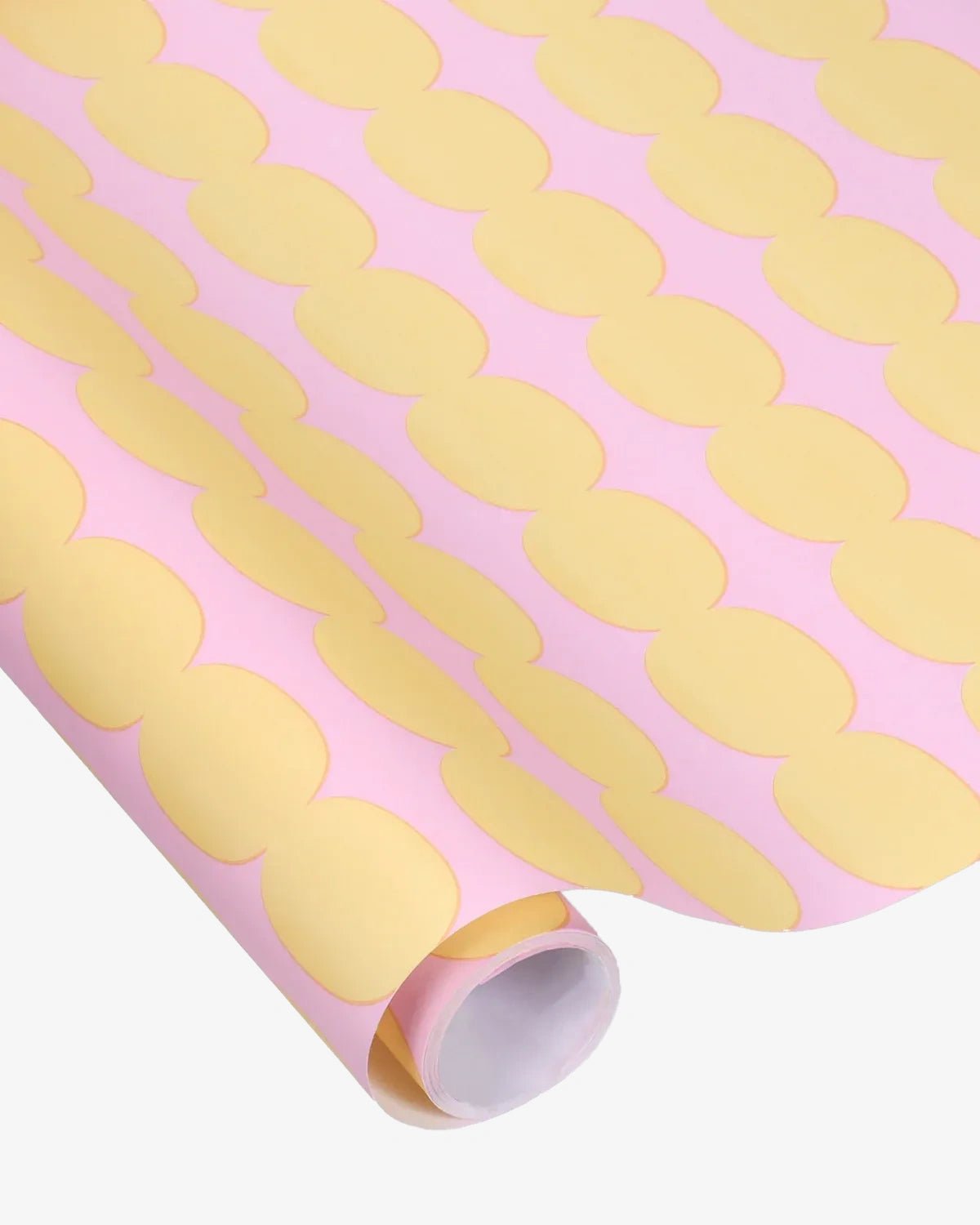 Kado Design - Geschenkpapier - Rolle • Pebbles Gelb/Rosa - ROSA ECK