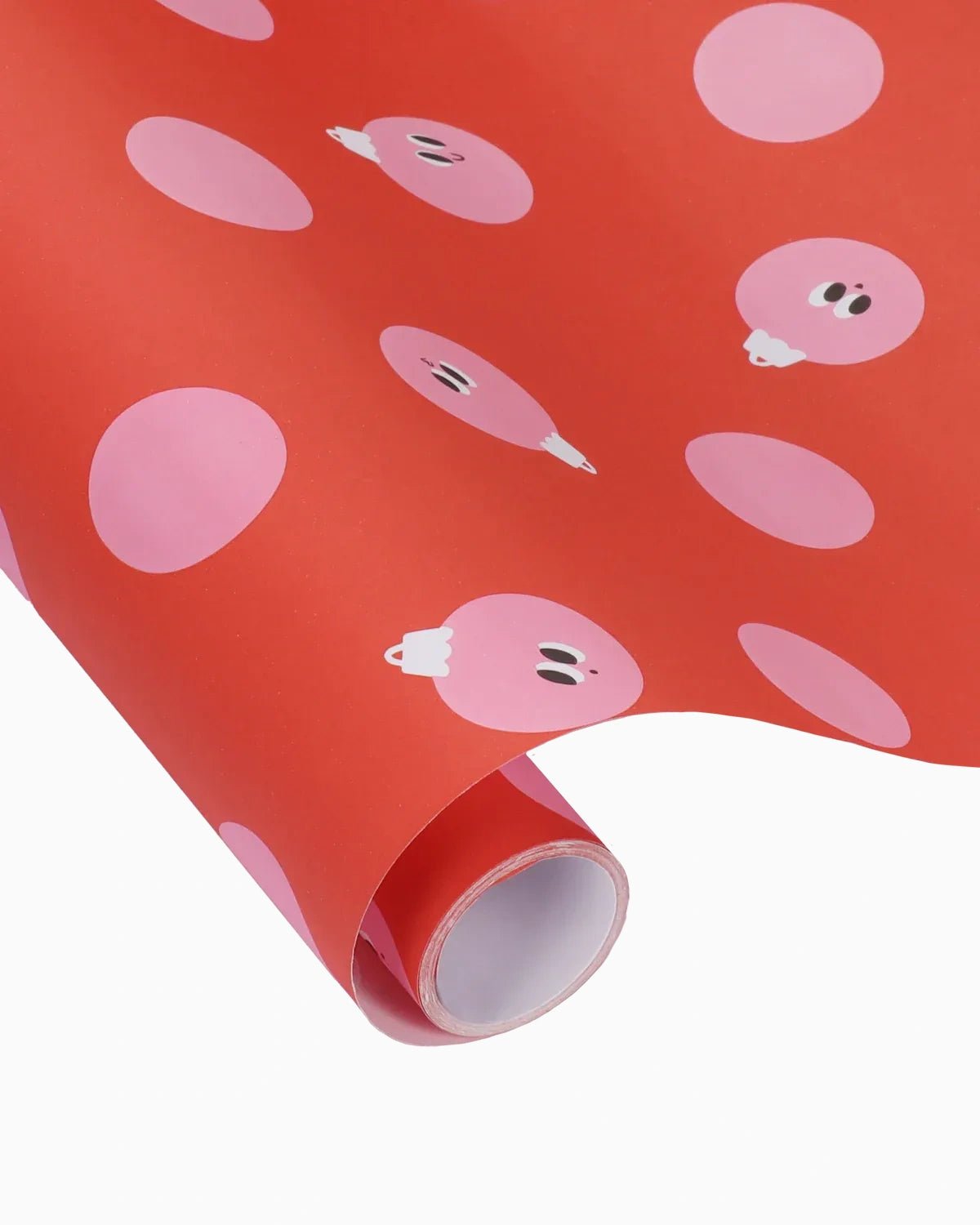 Kado Design - Geschenkpapier-Rolle • Rot/Rosa Weihnachtskugeln - ROSA ECK