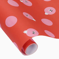 Kado Design - Geschenkpapier-Rolle • Rot/Rosa Weihnachtskugeln - ROSA ECK