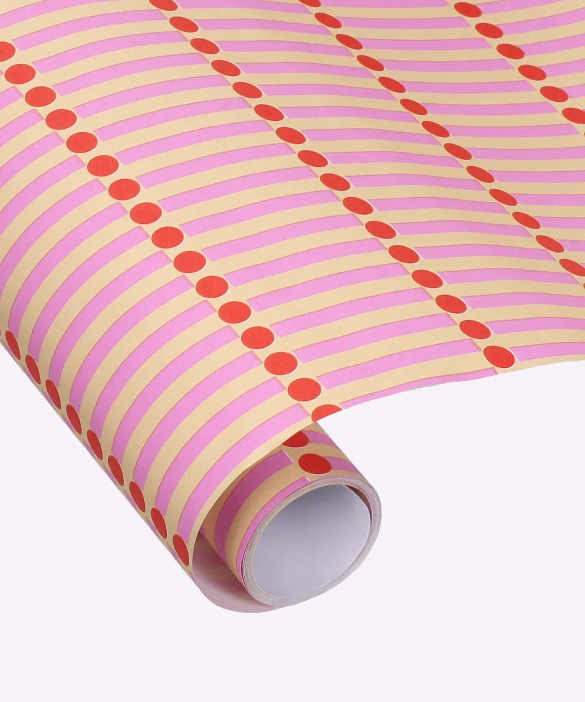 Kado Design - Geschenkpapier - Rolle • Streichholz Rosa/Rot/Gelb - Geschenkverpackung - ROSA ECK