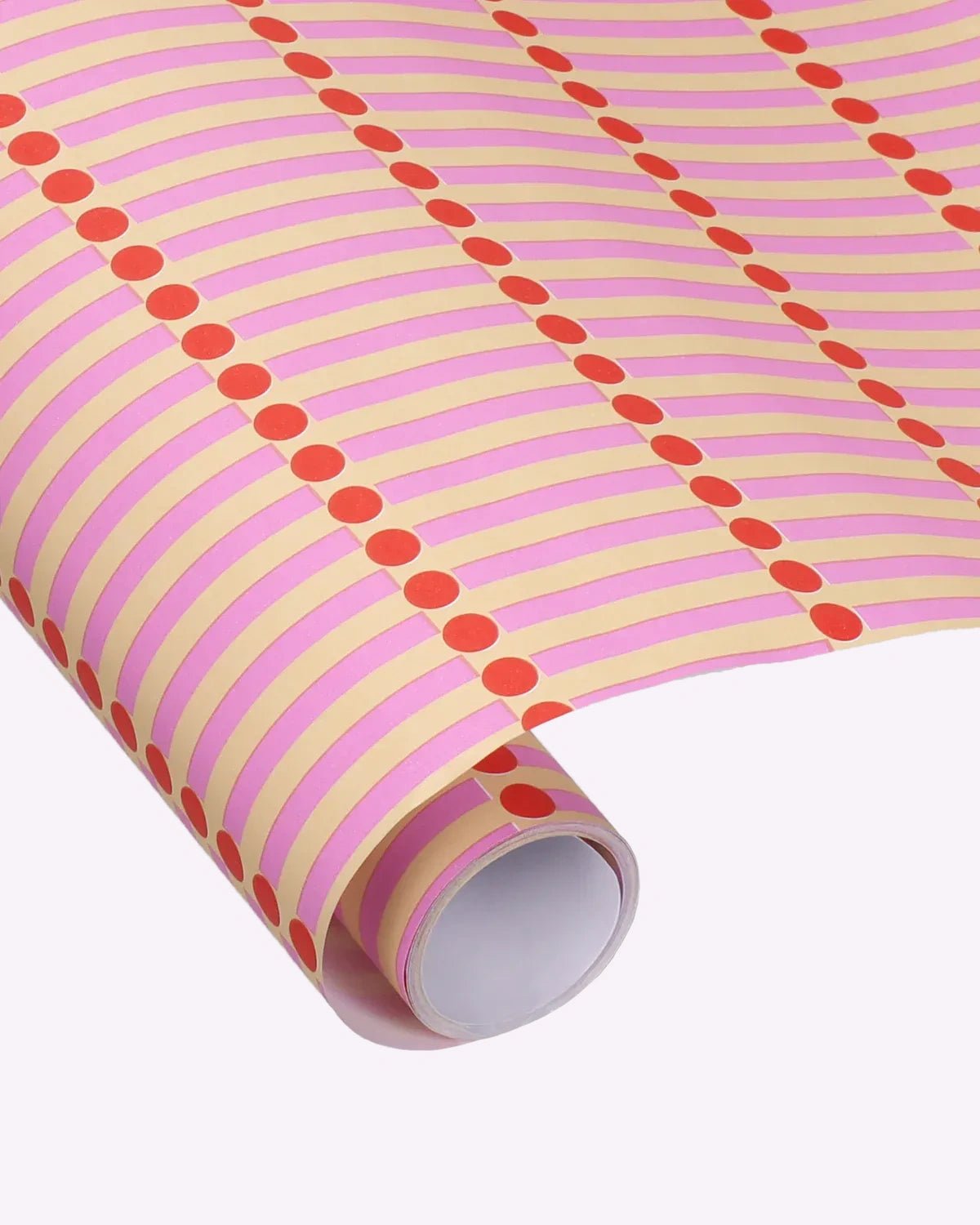 Kado Design - Geschenkpapier - Rolle • Streichholz Rosa/Rot/Gelb - Geschenkverpackung - ROSA ECK