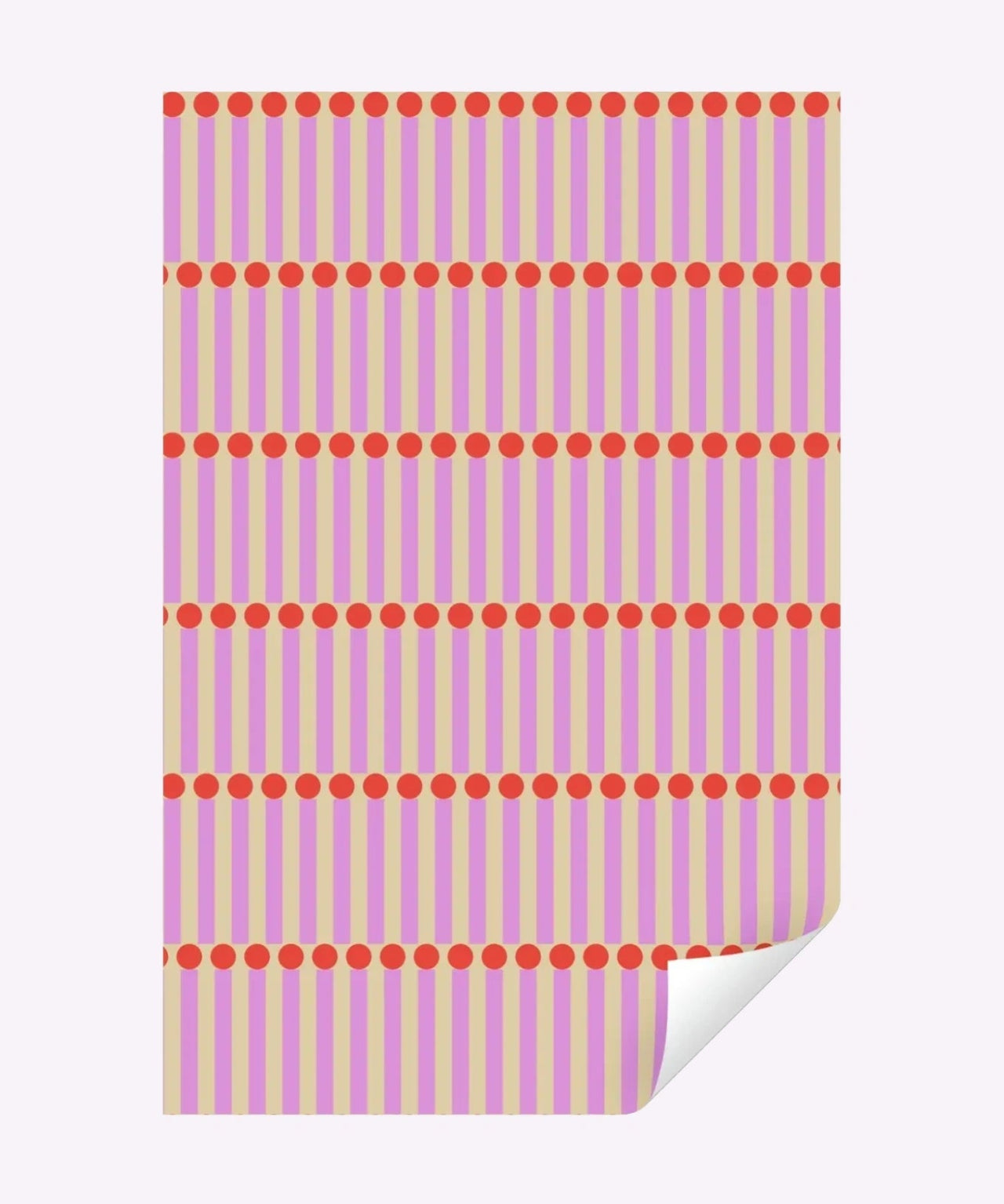 Kado Design - Geschenkpapier - Rolle • Streichholz Rosa/Rot/Gelb - Geschenkverpackung - ROSA ECK