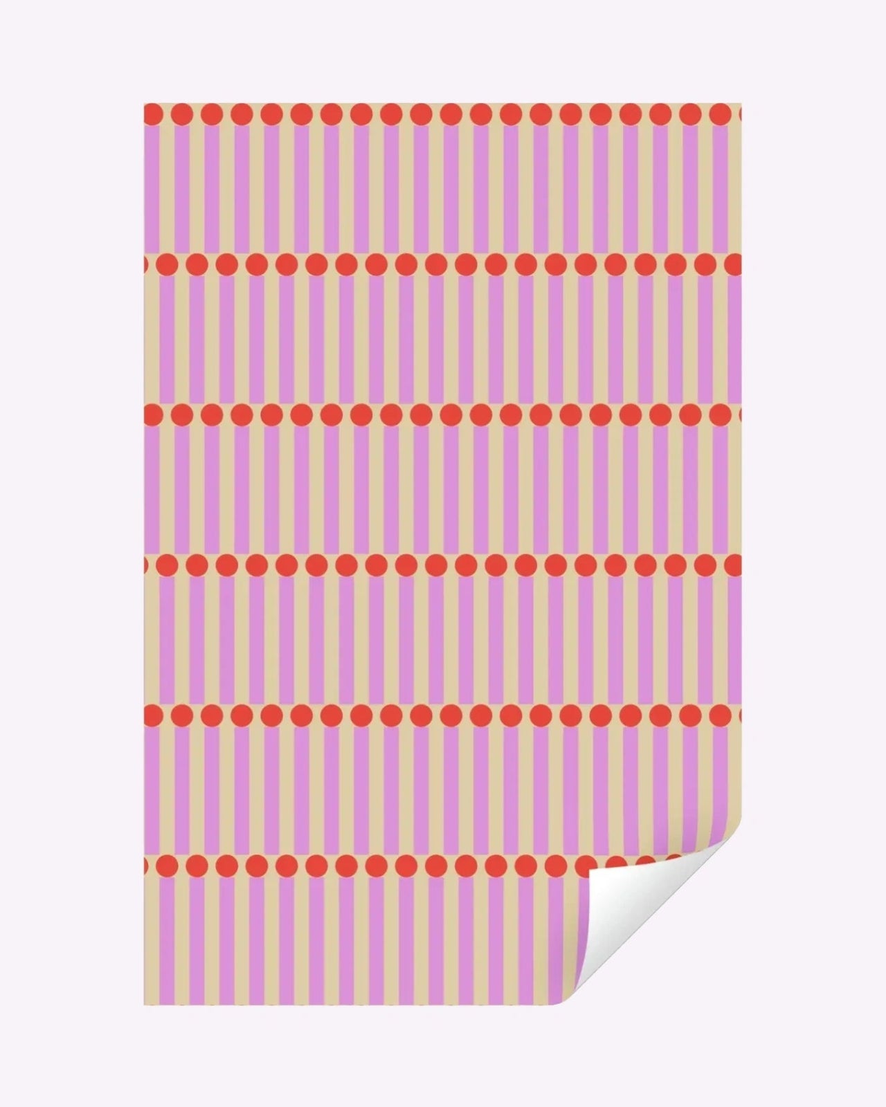 Kado Design - Geschenkpapier - Rolle • Streichholz Rosa/Rot/Gelb - Geschenkverpackung - ROSA ECK