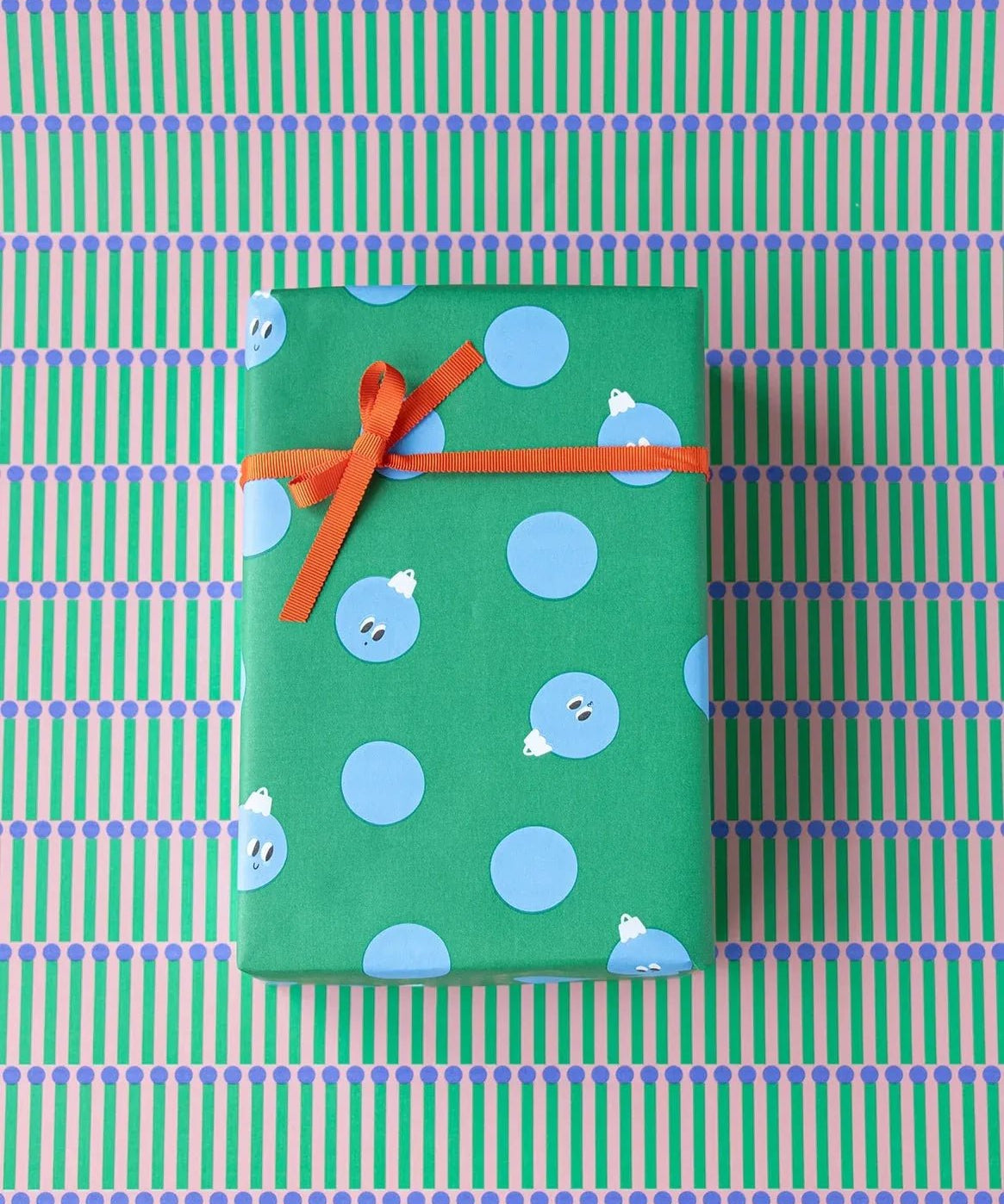 Kado Design - Geschenkpapier - Rolle • Streichhölzer Rosa/Grün - Geschenkverpackung - ROSA ECK