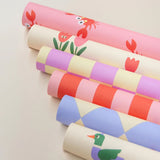 Kado Design - Geschenkpapier - Rolle • Streifen Rot/Rosa - Geschenkverpackung - ROSA ECK