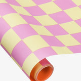 Kado Design - Geschenkpapier - Rolle • Vanille/Lila/Orange kariert - ROSA ECK
